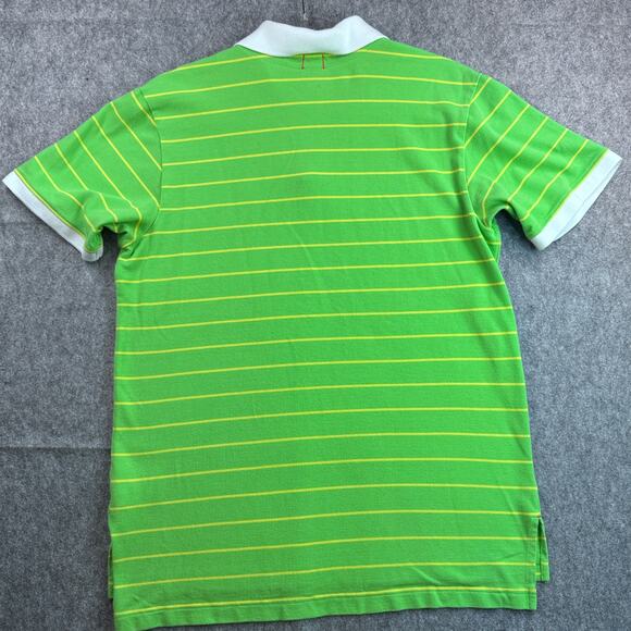Nike Vintage Men's L Green Yellow Striped Golf Polo Shirt - Picture 2 of 6